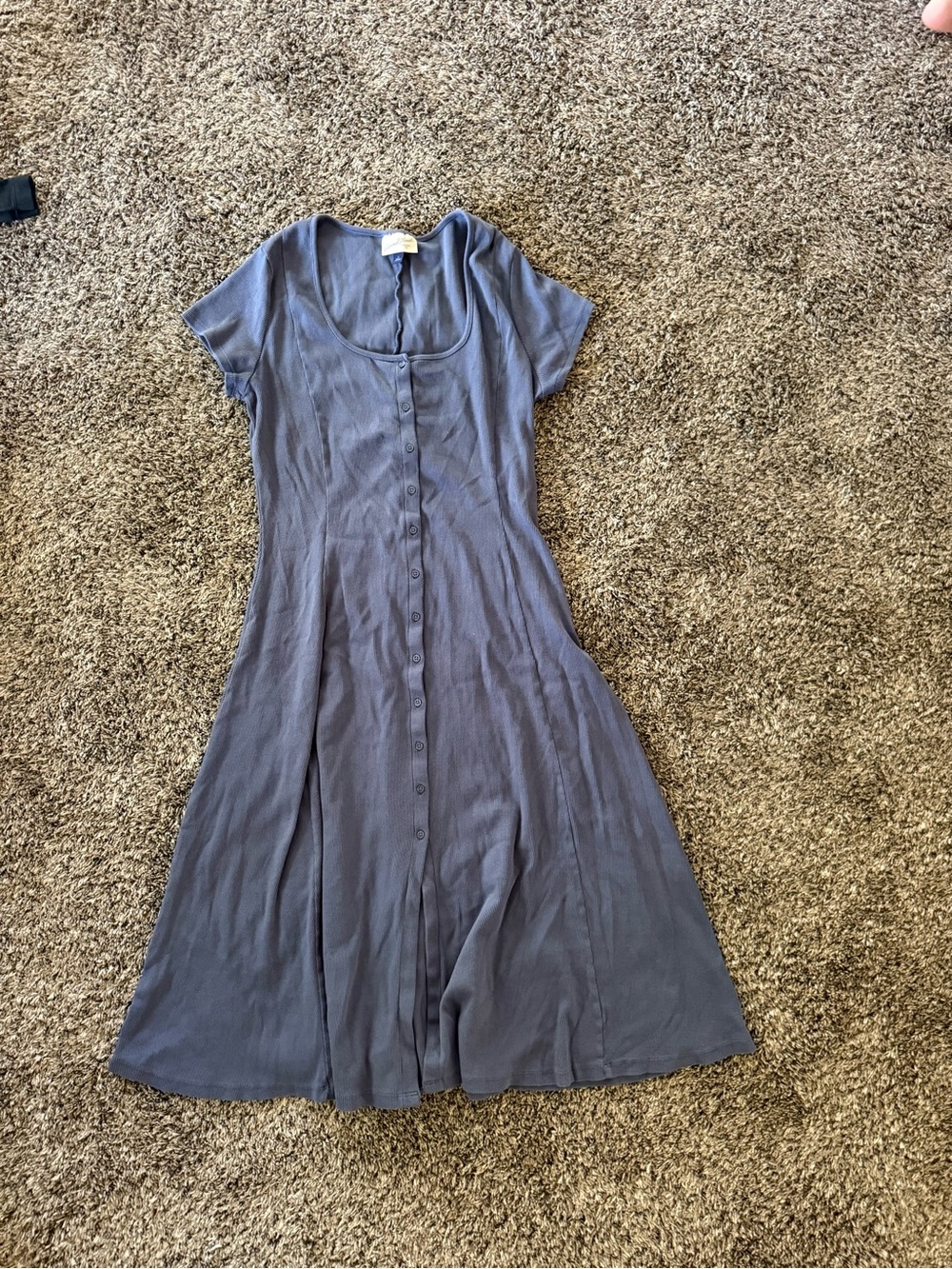Women's Slate Blue Button-Front Dress